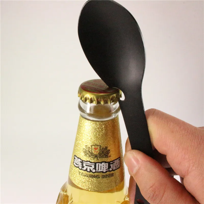 Outdoor Multi-functional 5-in-1 EDC Camping Survival Tool Stainless Steel Fork Knife Spoon Bottle/Can Opener - Image 3