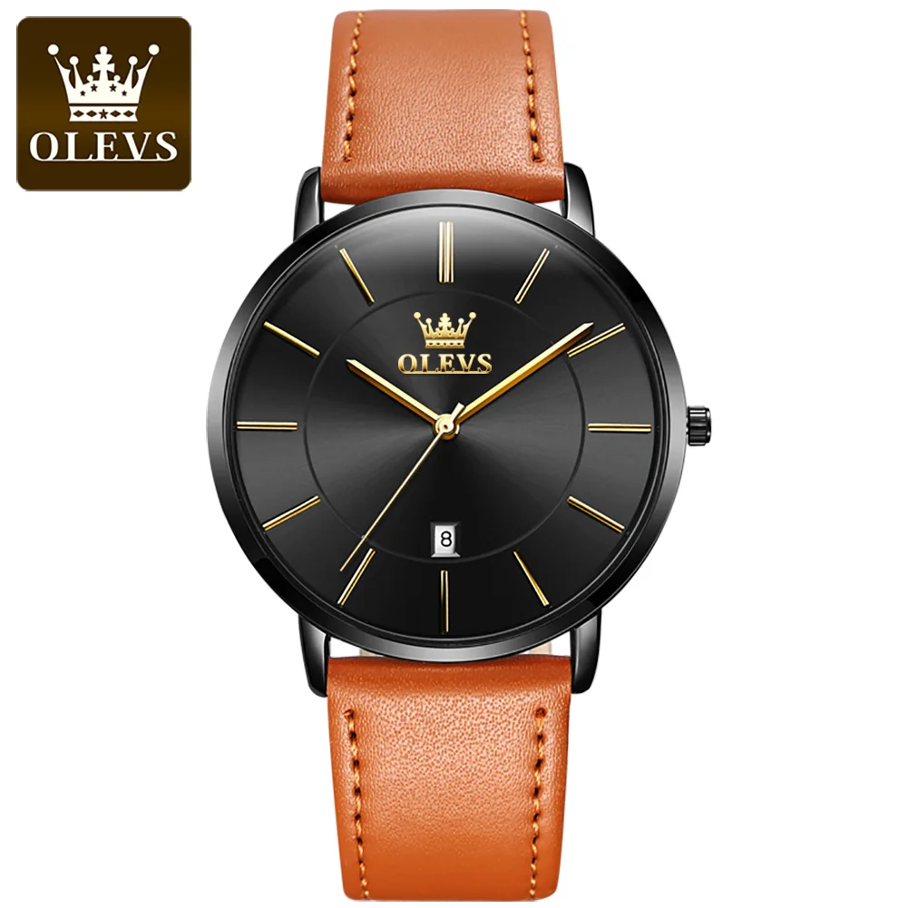 OLEVS 5869 Couple Hand Watch Luxury Brand Genuine Leather WristWatch Not Specified WaterProof Quartz Watch for Men and Women - Image 9