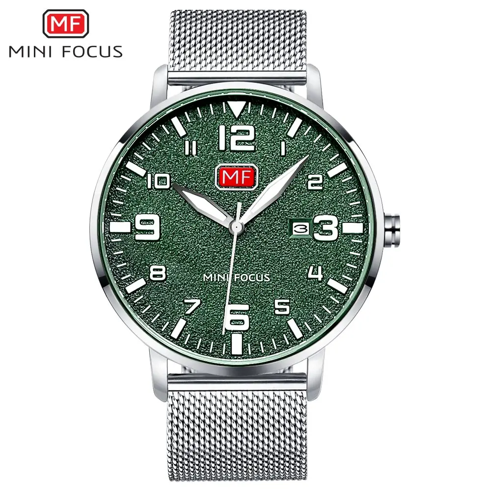 MINI FOCUS 0158 G Fashion Green Leather Watches Men Army Navy Watch Relojes - Image 3