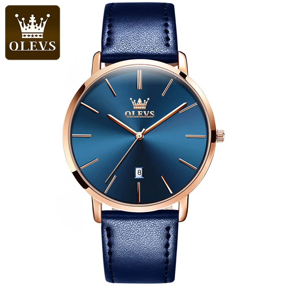 OLEVS 5869 Couple Hand Watch Luxury Brand Genuine Leather WristWatch Not Specified WaterProof Quartz Watch for Men and Women - Image 7