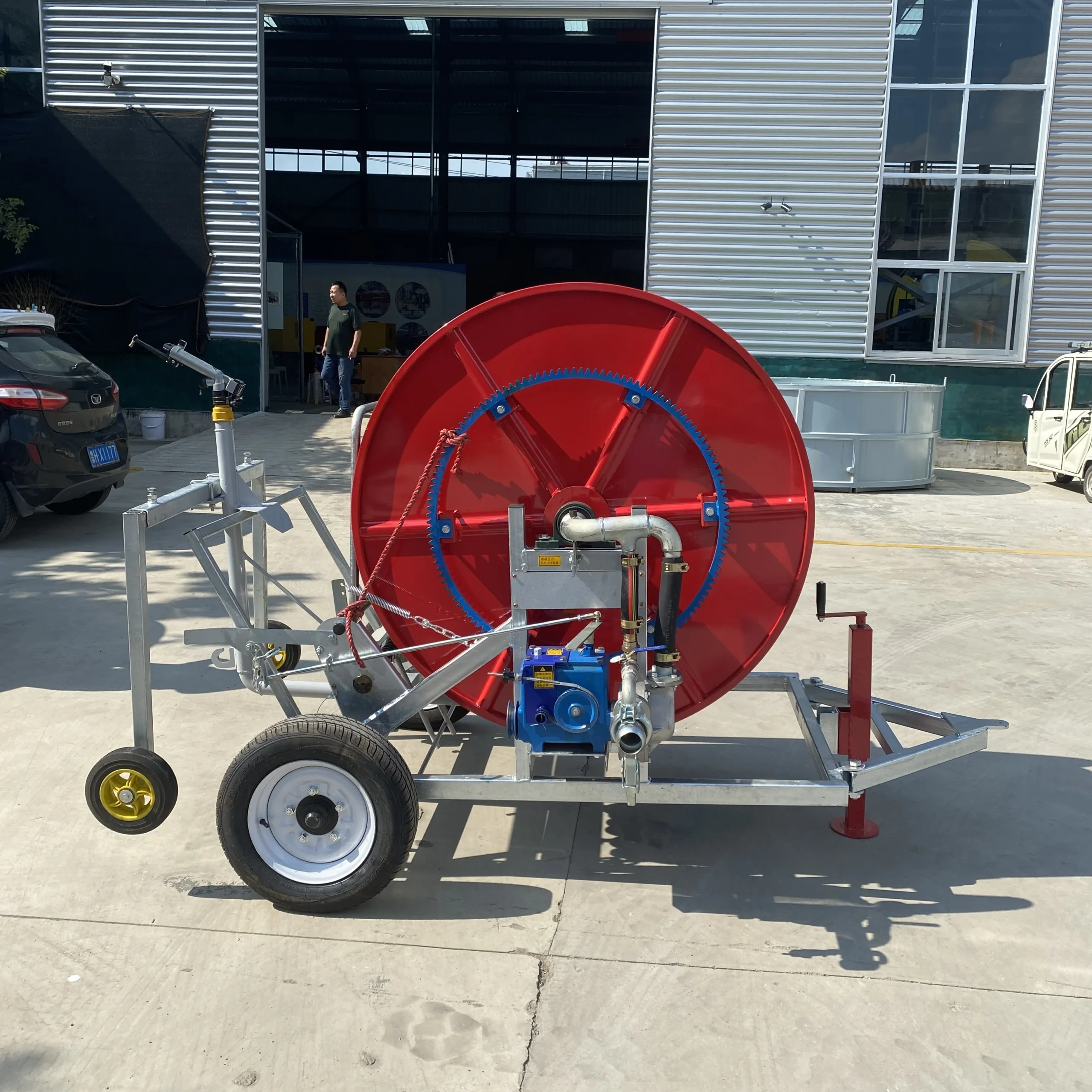Agriculture Moving Traveling Rain Gun Hose Reel Irrigation System 50-200 Reel Sprinkler Machine for Farm Irrigation