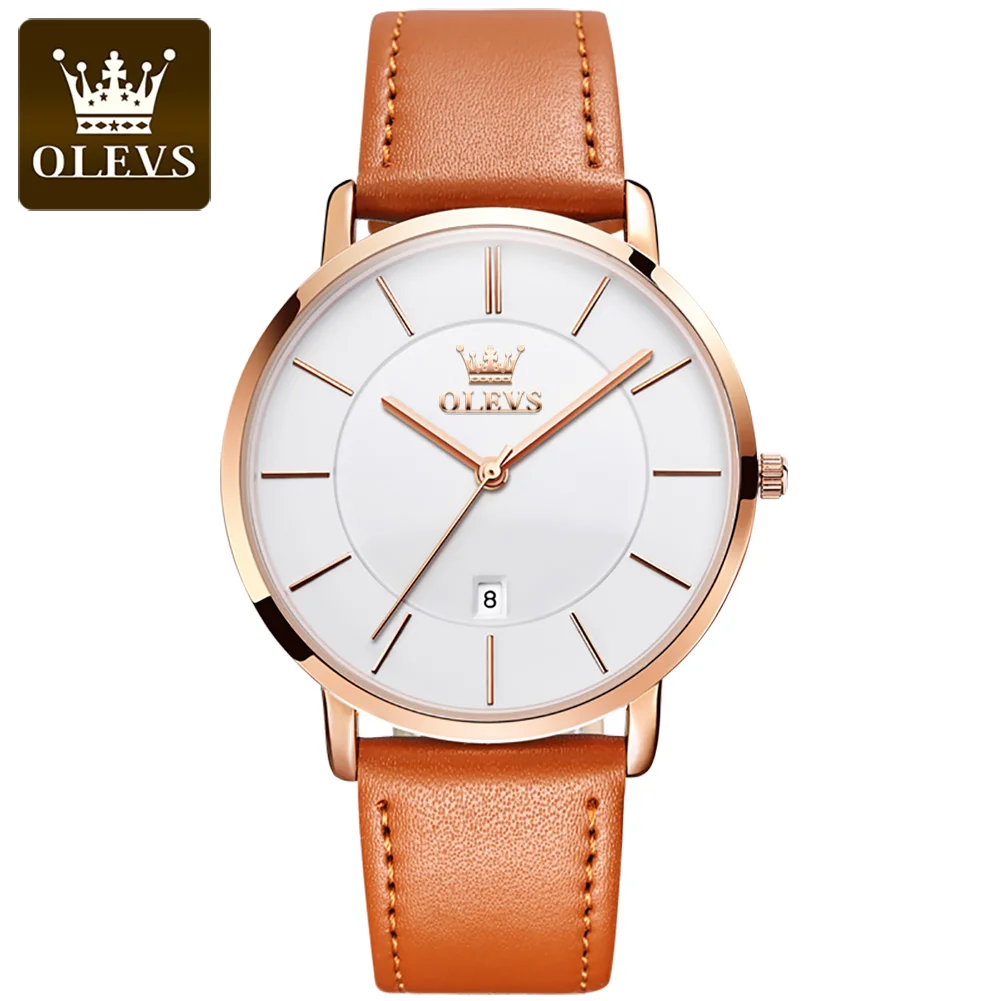 OLEVS 5869 Couple Hand Watch Luxury Brand Genuine Leather WristWatch Not Specified WaterProof Quartz Watch for Men and Women - Image 14
