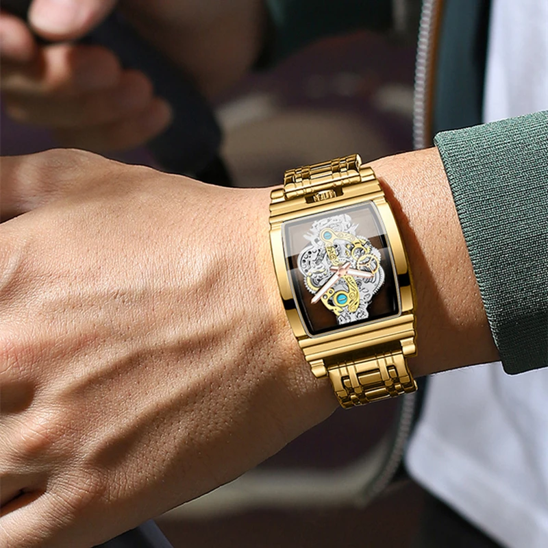 New Fashion Double Sided Hollowed Out Transparent Watch Men Luxury Gold Watches Full Steel Quartz Wristwatches Men Montre Homme - Image 3