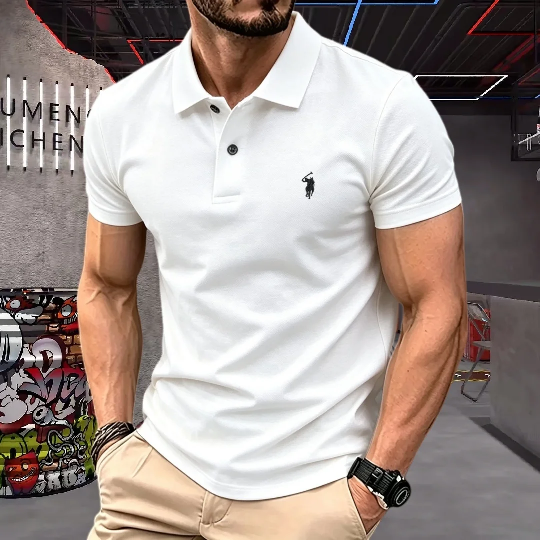 2026 High-End Brand Men Polo Shirt 100% Polyester Fiber 2026 Summer Luxury Pony Embroidery Short Sleeve Golf Casual T-Shirt - Image 10