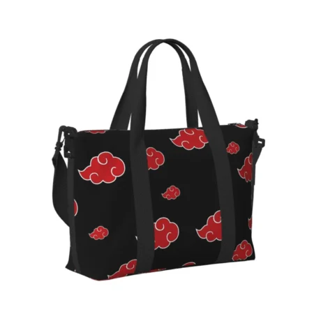 Custom Black And Red Cloud Beach Travel Bag Large Capacity Tote Bags for Gym Sport Women Shopping Duffle Shoulder Bag