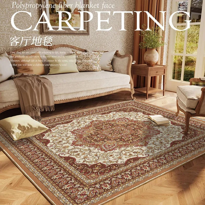 VIKAMA Retro Persian Living Room Carpet Non-slip and Easy-to-Clean Sofa Cushion Dining Room Bedroom Carpet Home Decoration - Image 4