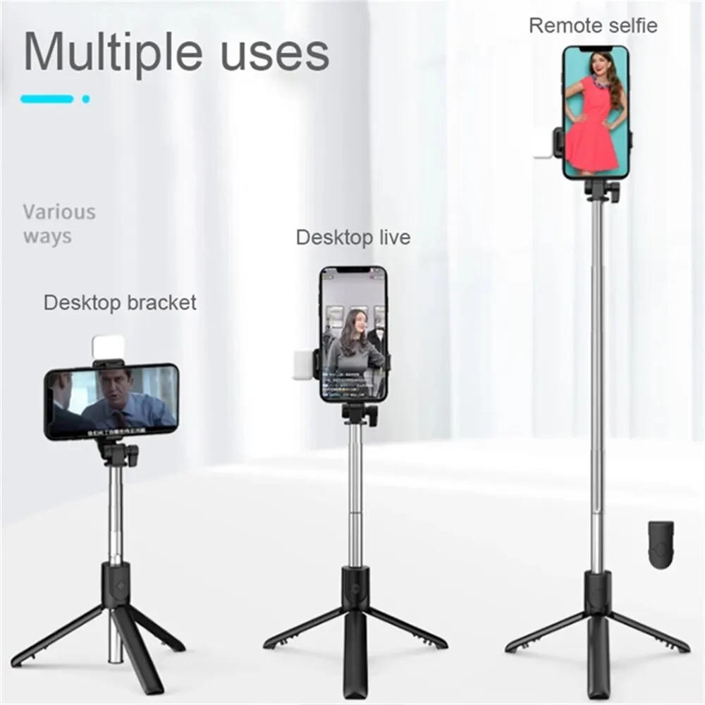 Wireless Bluetooth Selfie Stick Foldable Portable Tripod With Fill Light Remote Control For Android iPhone Smartphone Shoot Vlog - Image 4