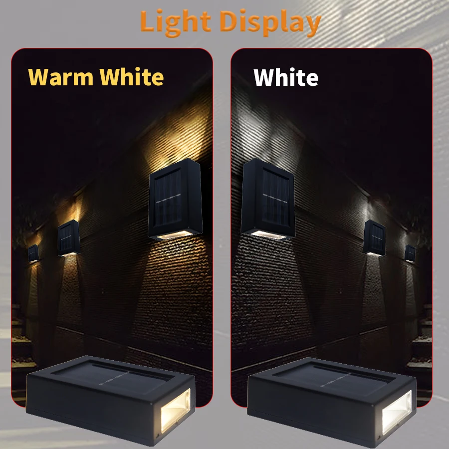 Solar Outdoor Wall Light IP65 Waterproof Up Down Wall Washer Lamp Garden Landscape Balcony Yard Porch Street Pathway Decor - Image 4