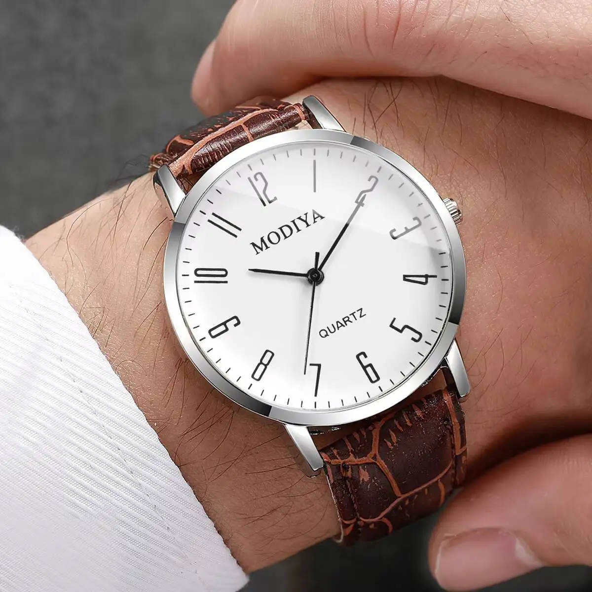 3PCS Fashio Arabic Dial Men Business Watches Set Casual Leather Strap Quartz Wristwatches Relogio Masculino(Without Box) - Image 3