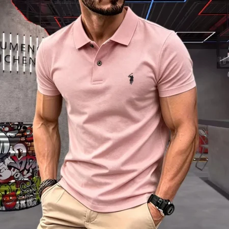 2026 High-End Brand Men Polo Shirt 100% Polyester Fiber 2026 Summer Luxury Pony Embroidery Short Sleeve Golf Casual T-Shirt