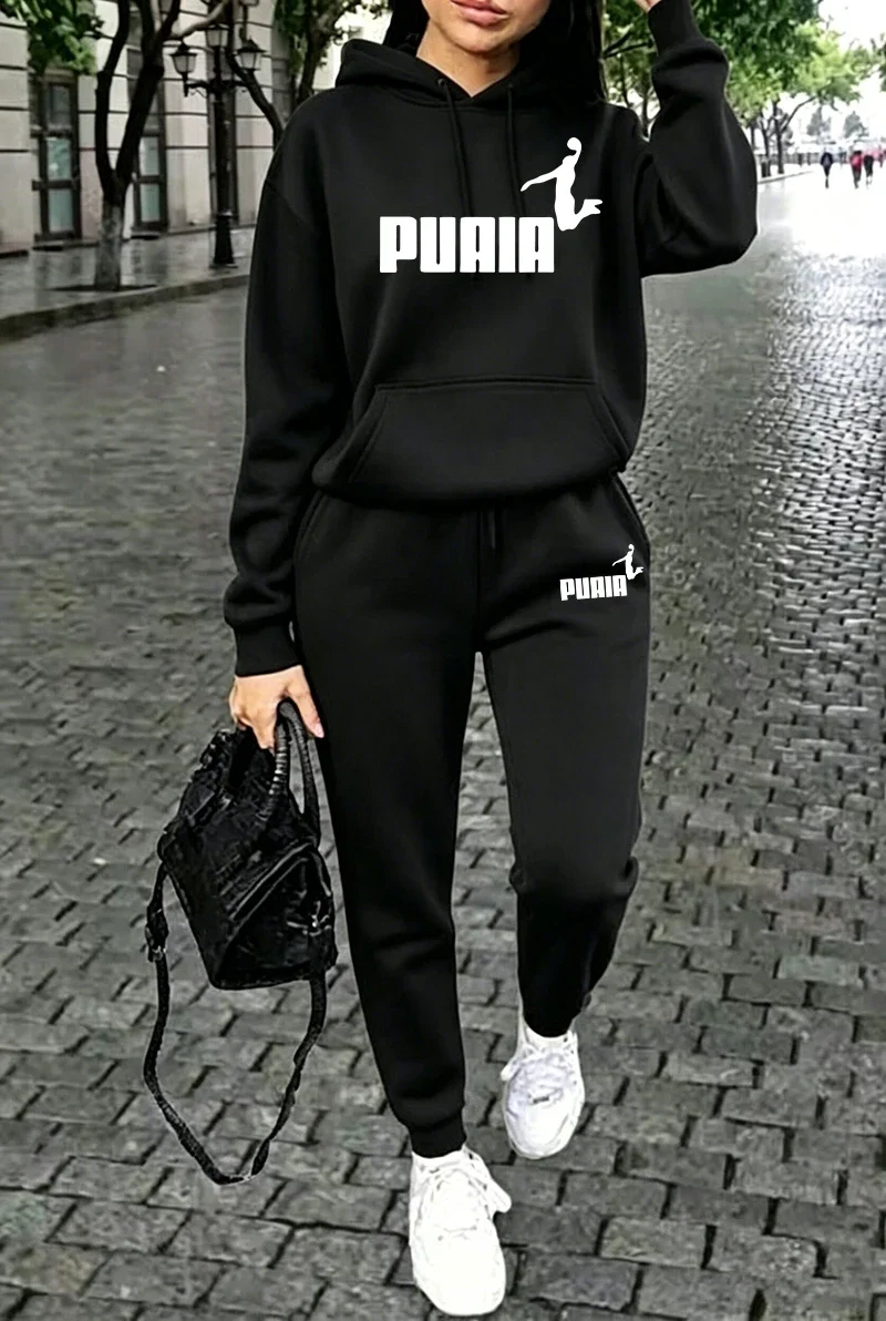 Fall Winter Womens Outfits Street Casual Hooded Sweatshirts Outdoors Sports Jogging Clothing Hot Sales Single Piece Hoodie Pants - Image 3