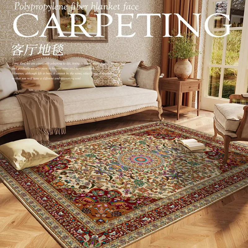 VIKAMA Retro Persian Living Room Carpet Non-slip and Easy-to-Clean Sofa Cushion Dining Room Bedroom Carpet Home Decoration - Image 2