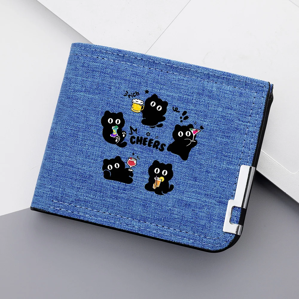 Men's Wallet Cartoon Cute Cat Pattern Portable Canvas Material Student Zipper Coin Pocket Wallet - Image 3