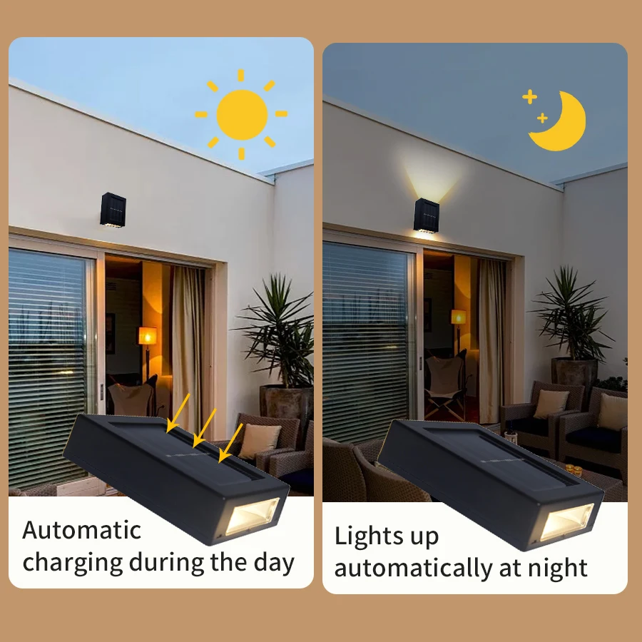 Solar Outdoor Wall Light IP65 Waterproof Up Down Wall Washer Lamp Garden Landscape Balcony Yard Porch Street Pathway Decor - Image 5
