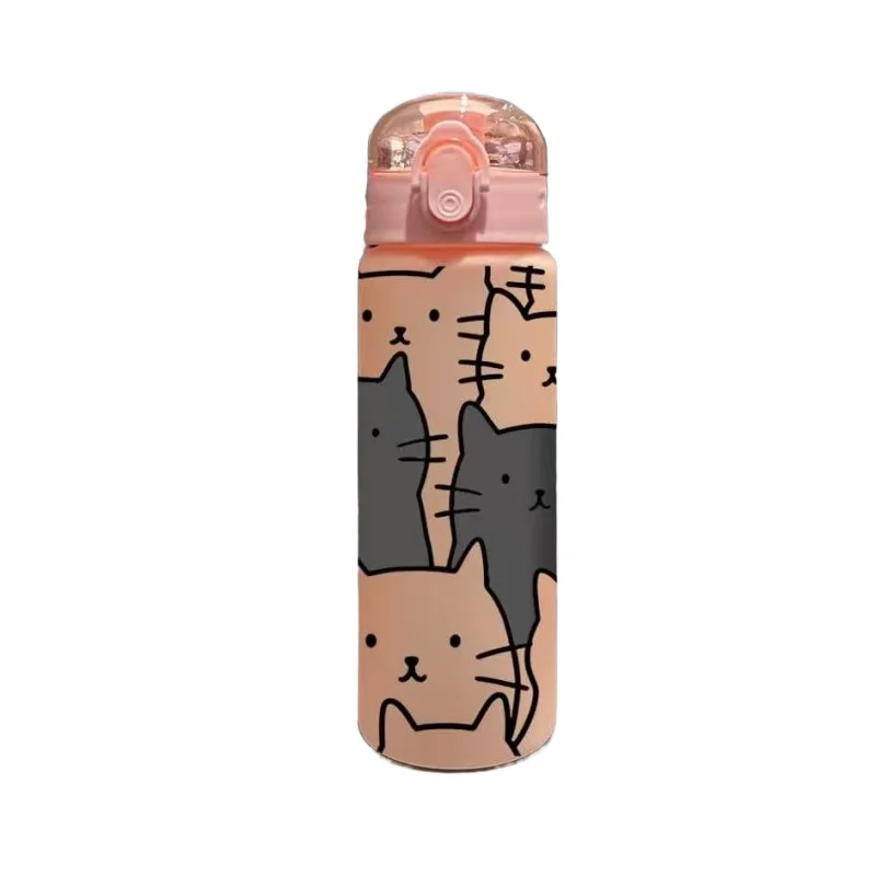 780ML 3D Cartoon Cat Printed Durable Water Bottle PVC-Free, Leak-Proof, Matte Finish, Includes Carry Loop, Perfect for Holidays - Image 9