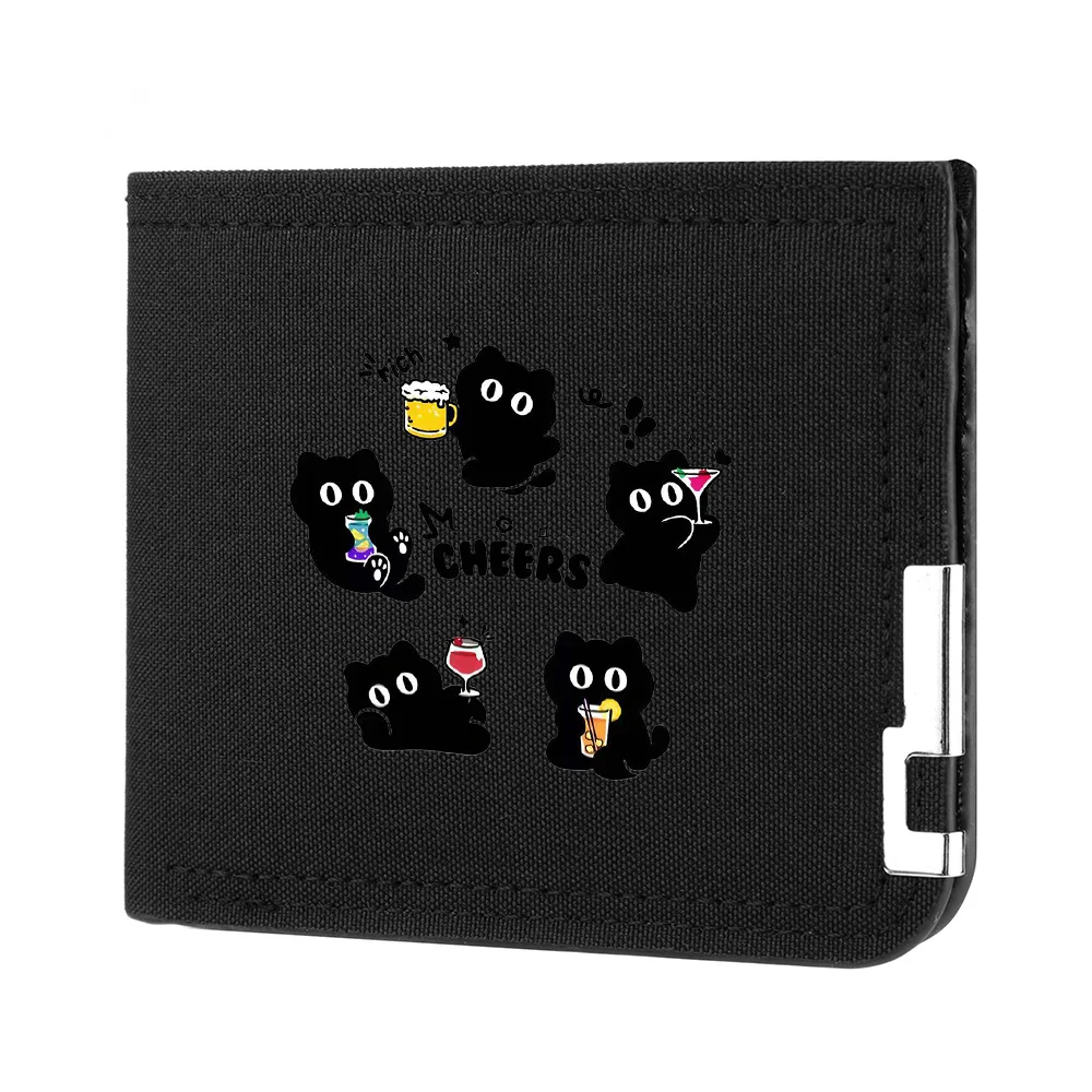 Men's Wallet Cartoon Cute Cat Pattern Portable Canvas Material Student Zipper Coin Pocket Wallet - Image 7