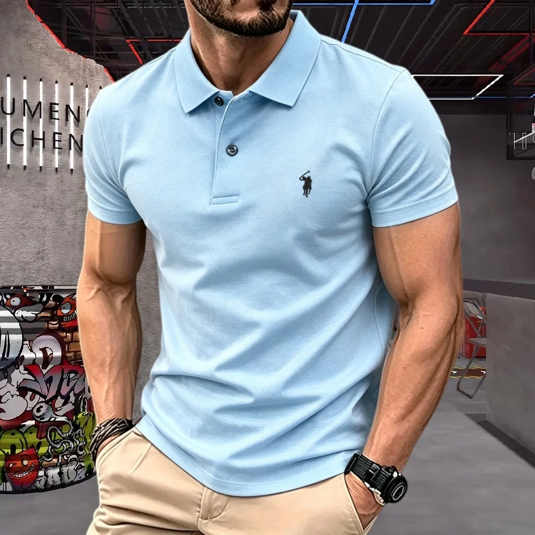 2026 High-End Brand Men Polo Shirt 100% Polyester Fiber 2026 Summer Luxury Pony Embroidery Short Sleeve Golf Casual T-Shirt - Image 7