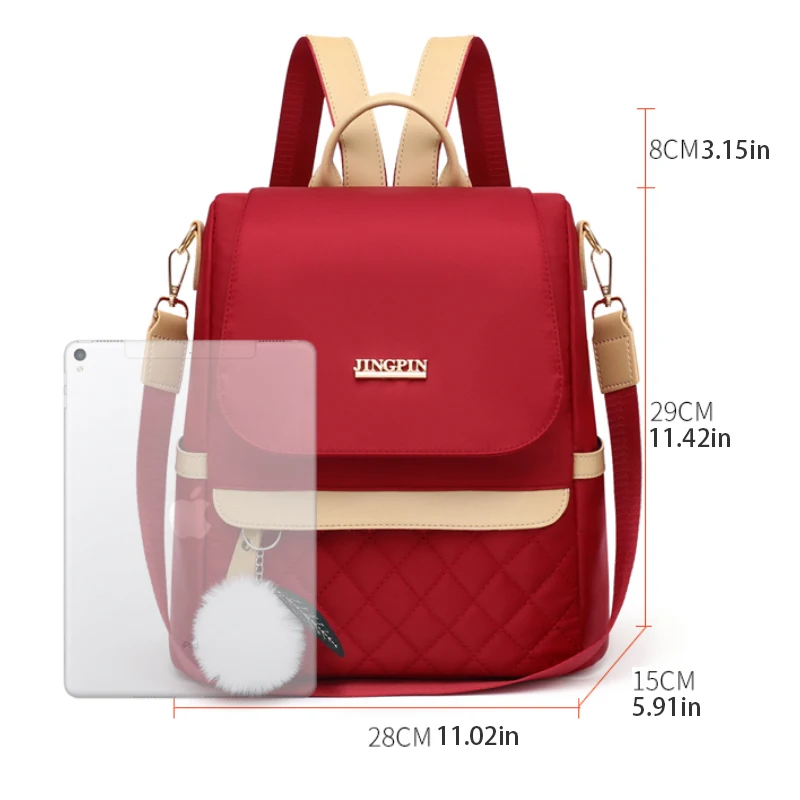 Fashionable Women's Backpack, Adjustable Shoulder Straps, Multiple Back Styles, Zipper Closure, Polyester Lining, Suitable for V - Image 6
