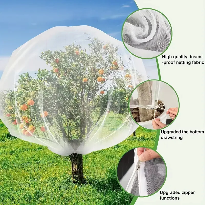 120x180cm Fruit Tree Protective Net Bags with Zipper and Drawstring Garden Vegetable Mesh Cover Anti Birds Squirrels - Image 3