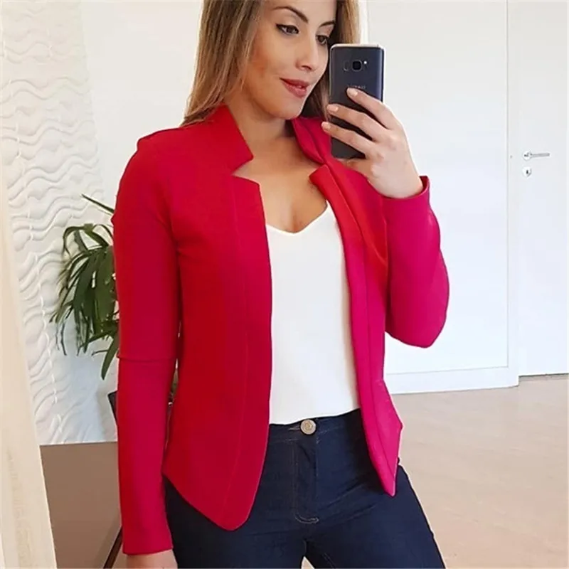 Autumn and winter new style elegant slim fit solid color casual professional small suit jacket top - Image 2