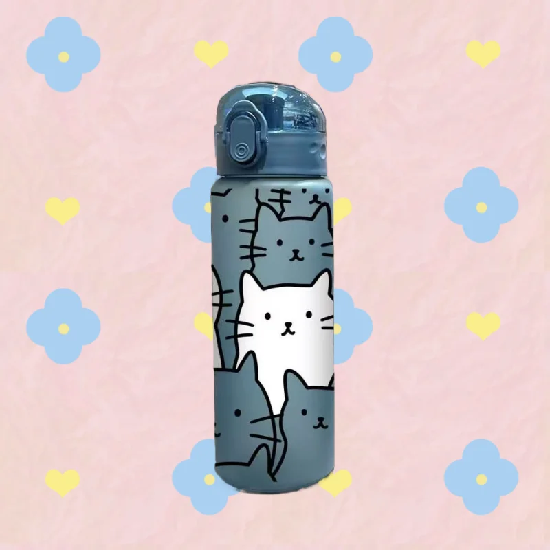 780ML 3D Cartoon Cat Printed Durable Water Bottle PVC-Free, Leak-Proof, Matte Finish, Includes Carry Loop, Perfect for Holidays - Image 5