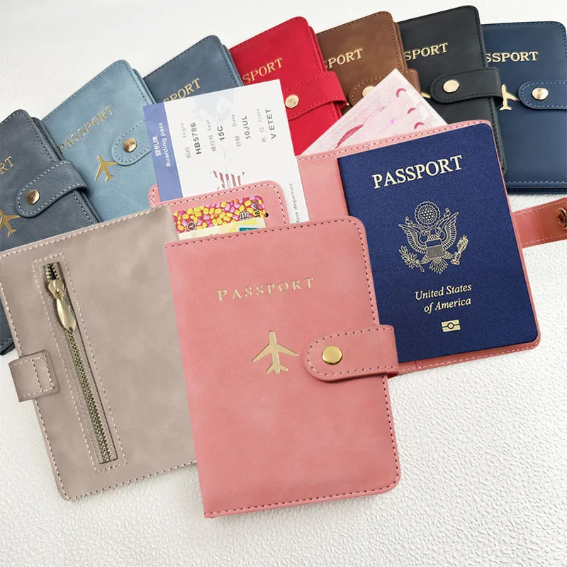 Airplane Print PU Leather Passport Holder for Men And Women with Zipper Pocket And SIM Card Slot Travel Document Wallet - Image 2