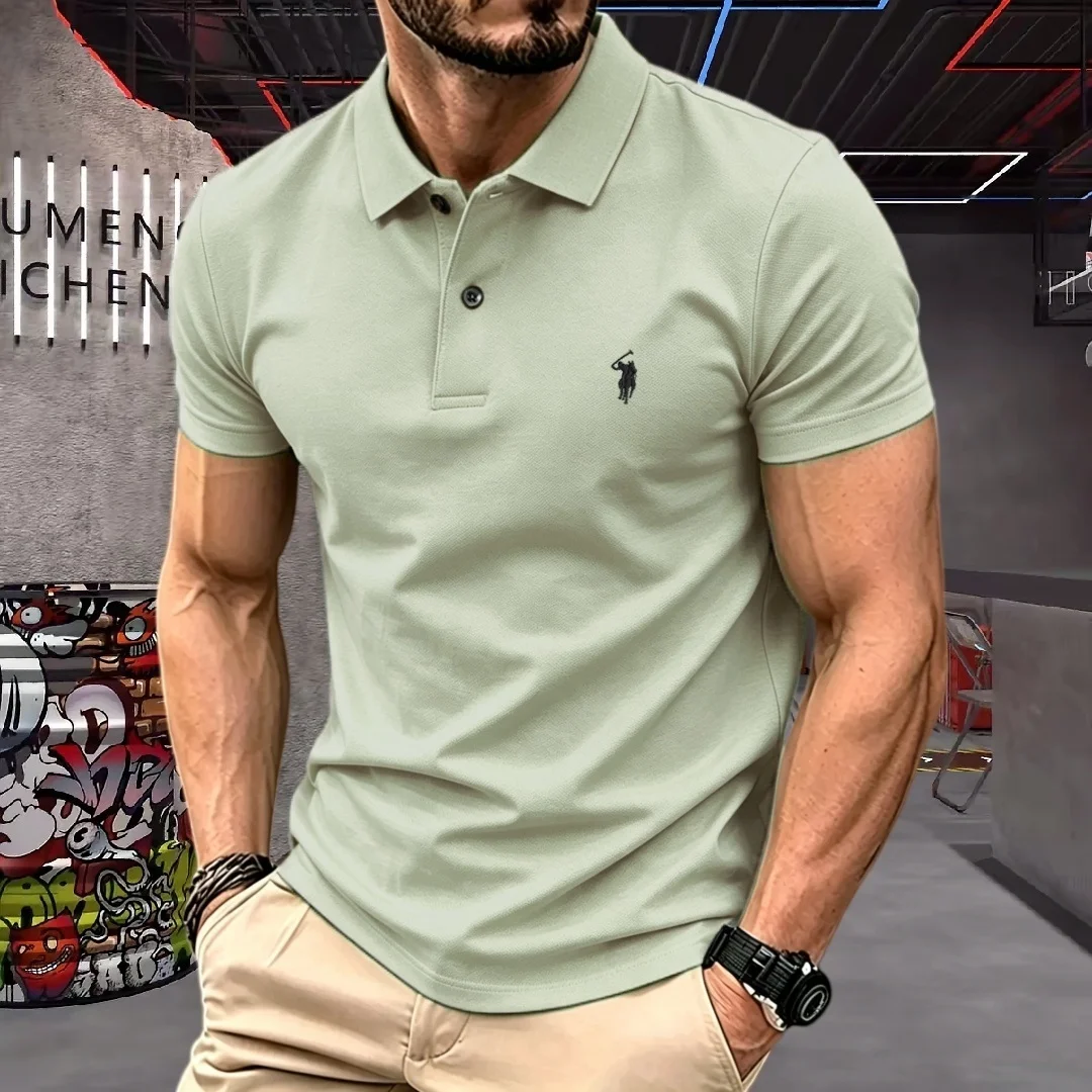 2026 High-End Brand Men Polo Shirt 100% Polyester Fiber 2026 Summer Luxury Pony Embroidery Short Sleeve Golf Casual T-Shirt - Image 12