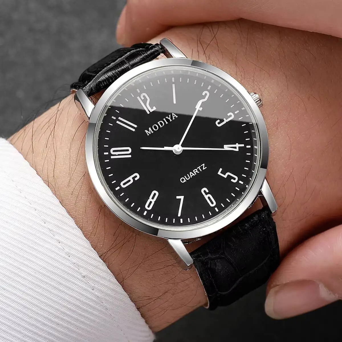 3PCS Fashio Arabic Dial Men Business Watches Set Casual Leather Strap Quartz Wristwatches Relogio Masculino(Without Box) - Image 2