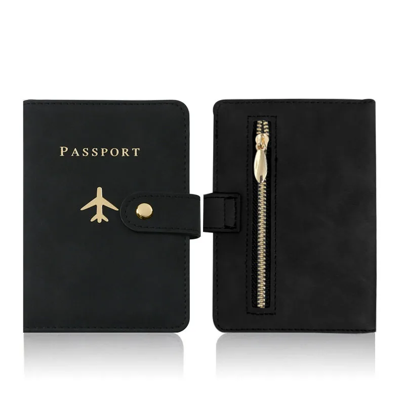 Airplane Print PU Leather Passport Holder for Men And Women with Zipper Pocket And SIM Card Slot Travel Document Wallet - Image 13