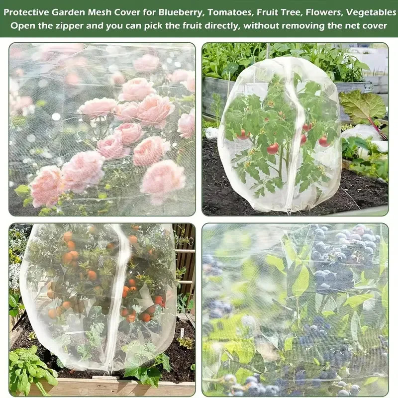 120x180cm Fruit Tree Protective Net Bags with Zipper and Drawstring Garden Vegetable Mesh Cover Anti Birds Squirrels - Image 2