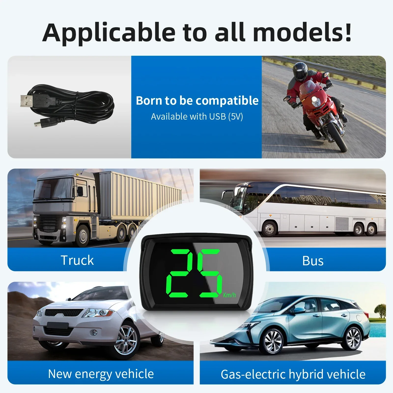 Professional Y03 GPS Speedometer HUD Head Up Display Digital Car Speed Projection Big Font KMH Meter Plug And Play - Image 6