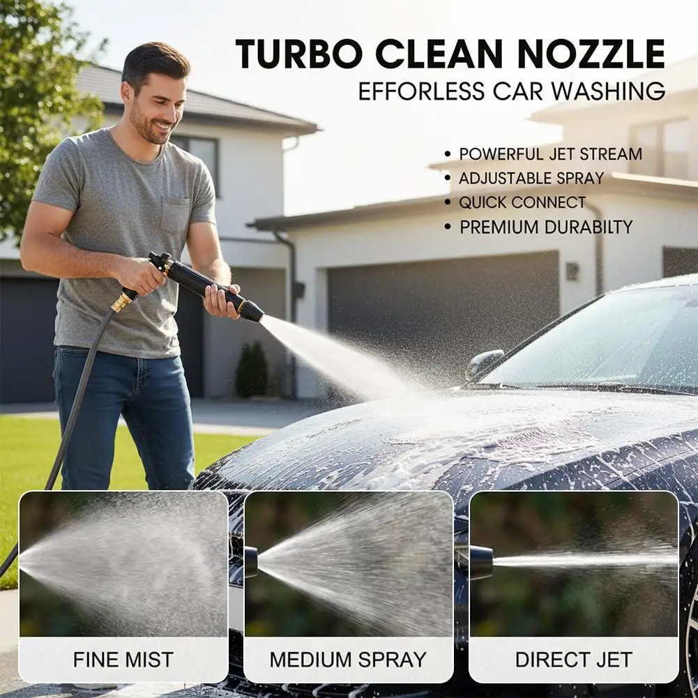High Pressure Garden Hose Nozzle, High Pressure Water Gun Hose 3 Spray Patterns for Car Washing, Garden Watering, Patio Cleaning - Image 6