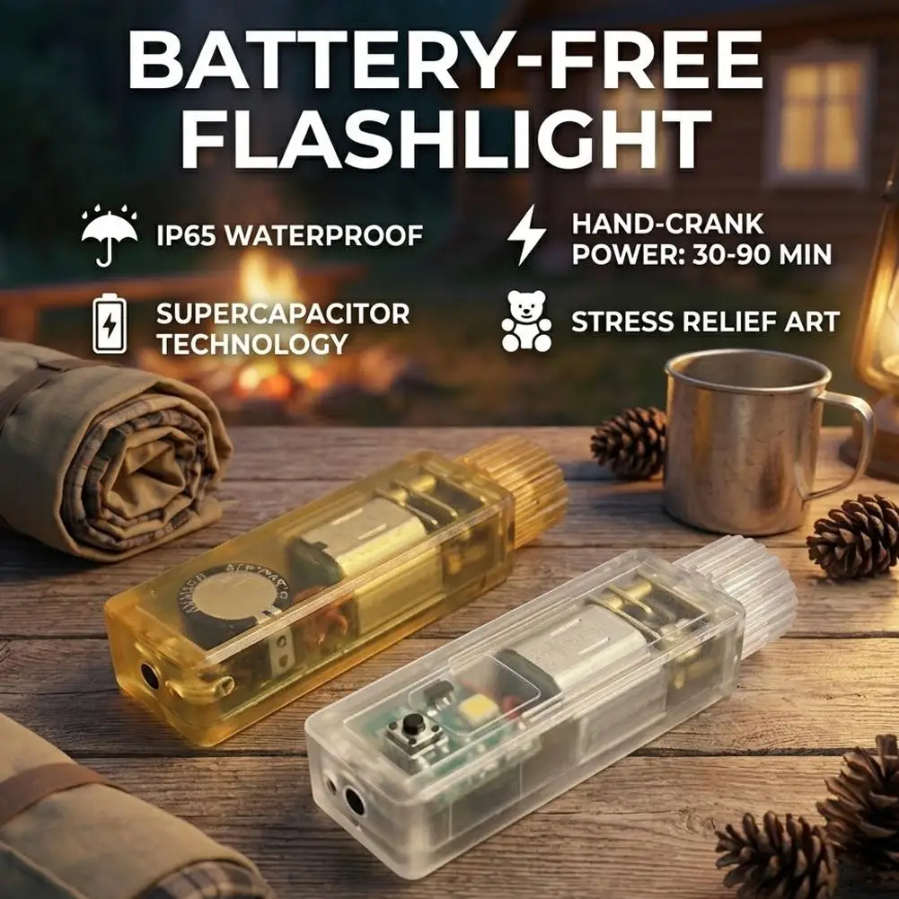 Hand Cranked Self Generating Light Handheld Life-saving Flashlight Waterproof Mini Emergency Light Camping And Hiking Daily Use - Image 2