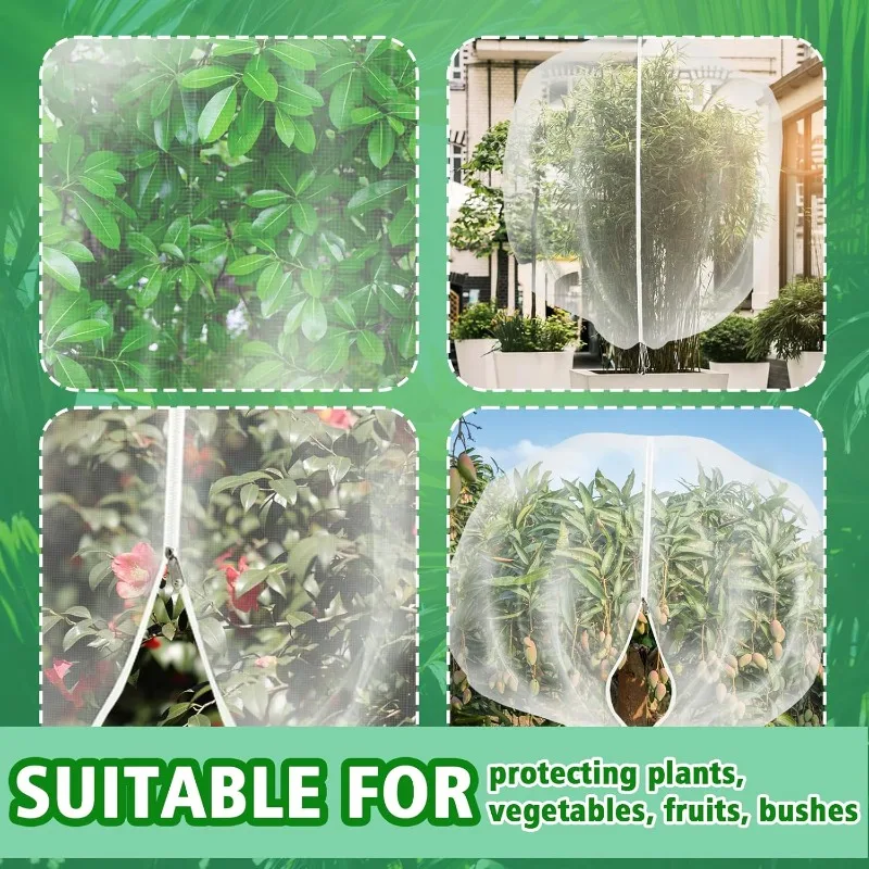 120x180cm Fruit Tree Protective Net Bags with Zipper and Drawstring Garden Vegetable Mesh Cover Anti Birds Squirrels - Image 5