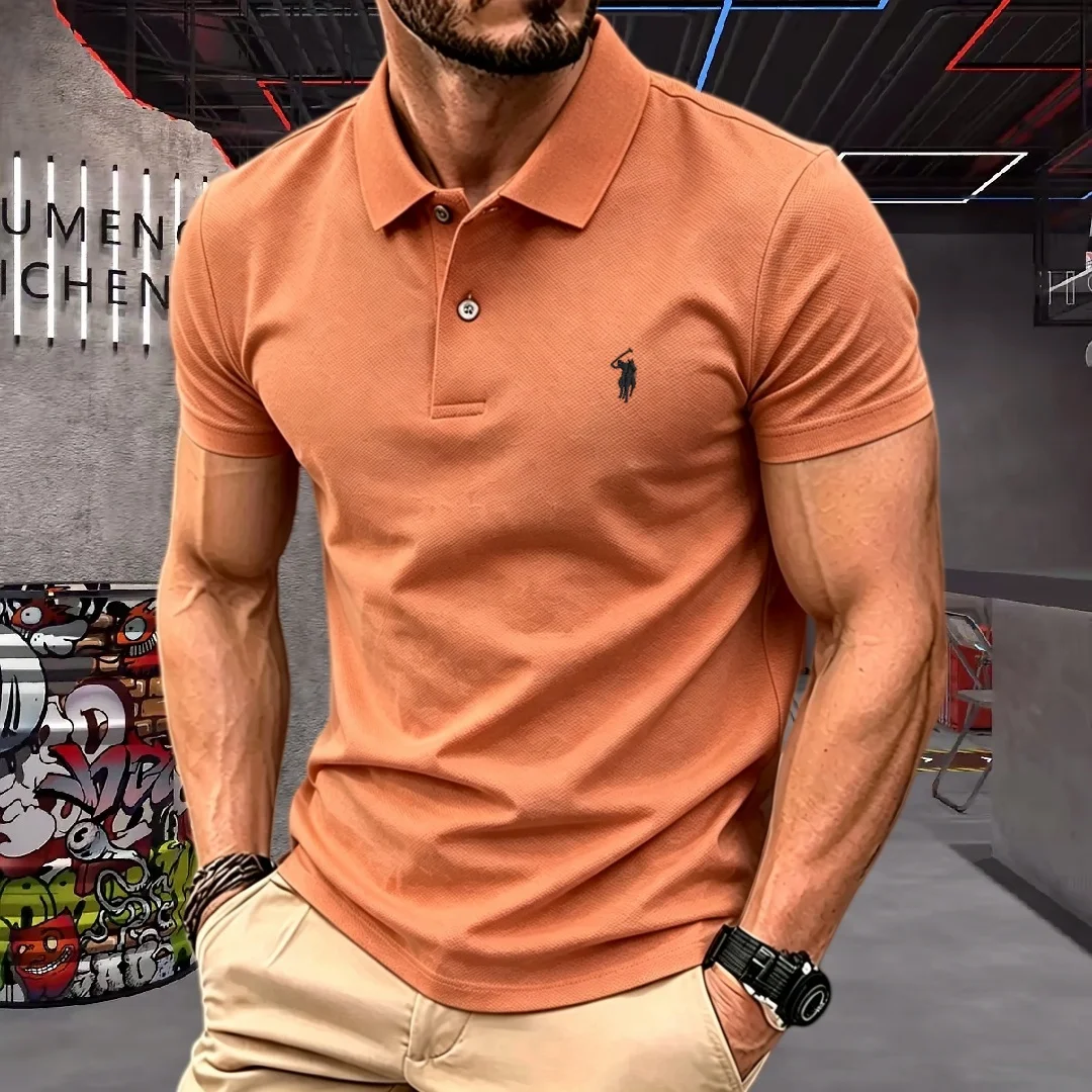 2026 High-End Brand Men Polo Shirt 100% Polyester Fiber 2026 Summer Luxury Pony Embroidery Short Sleeve Golf Casual T-Shirt - Image 9