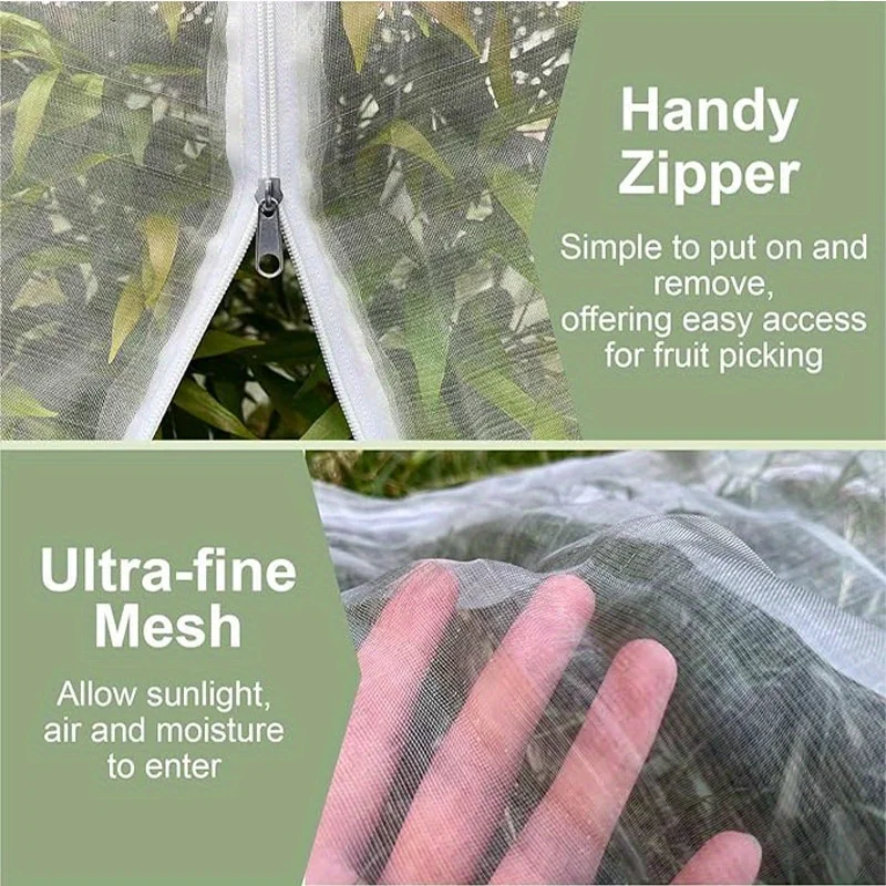 120x180cm Fruit Tree Protective Net Bags with Zipper and Drawstring Garden Vegetable Mesh Cover Anti Birds Squirrels - Image 4