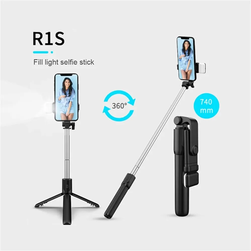 Wireless Bluetooth Selfie Stick Foldable Portable Tripod With Fill Light Remote Control For Android iPhone Smartphone Shoot Vlog - Image 3