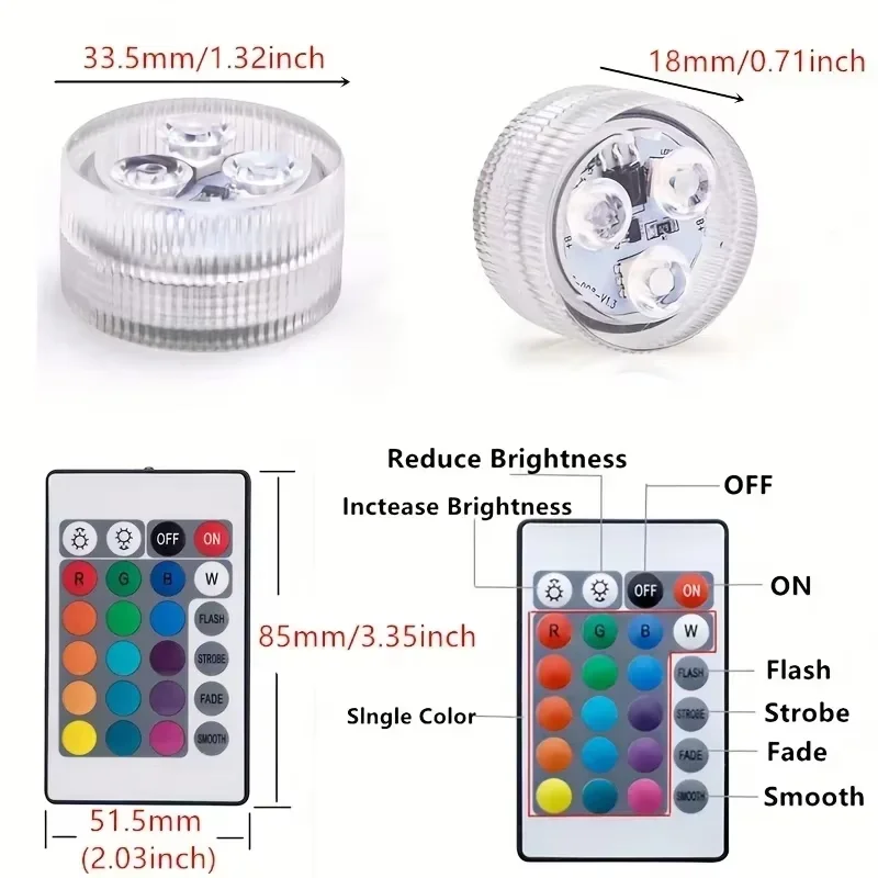 Remote Control Underwater Light Waterproof,Color Changing LED Pool Lamp for Indoor Aquarium, Bowl, Table Centerpiece Nightscape - Image 6
