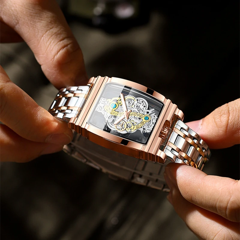 New Fashion Double Sided Hollowed Out Transparent Watch Men Luxury Gold Watches Full Steel Quartz Wristwatches Men Montre Homme - Image 5