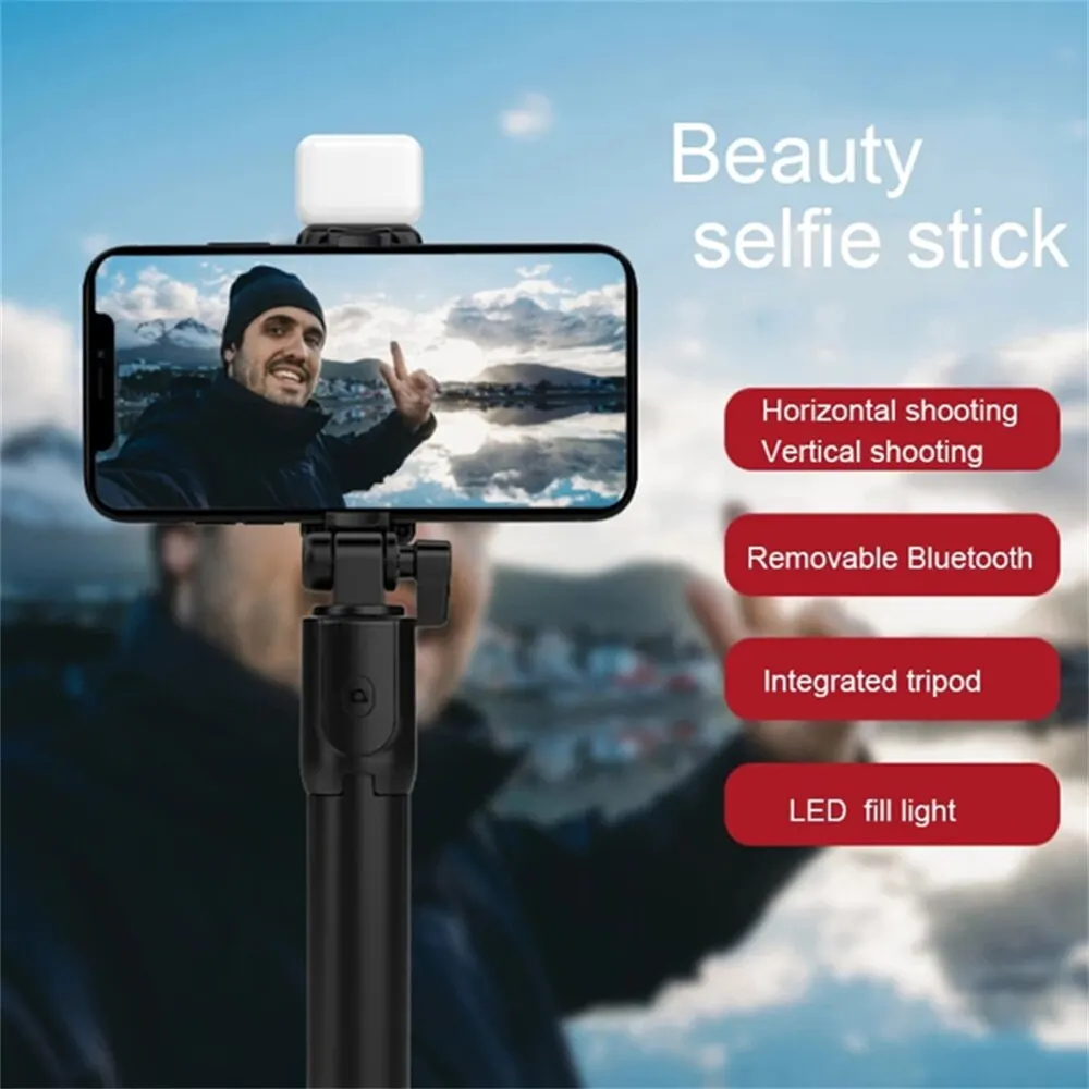 Wireless Bluetooth Selfie Stick Foldable Portable Tripod With Fill Light Remote Control For Android iPhone Smartphone Shoot Vlog - Image 5