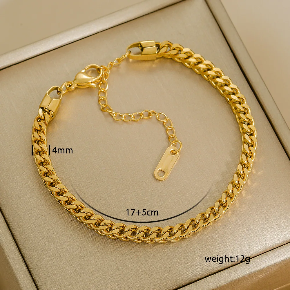 Multi Styles Thick Bracelets Simple High End Gold Filled Beaded Bracelet Personalized Stainless Steel Body Jewelry for Women - Image 10