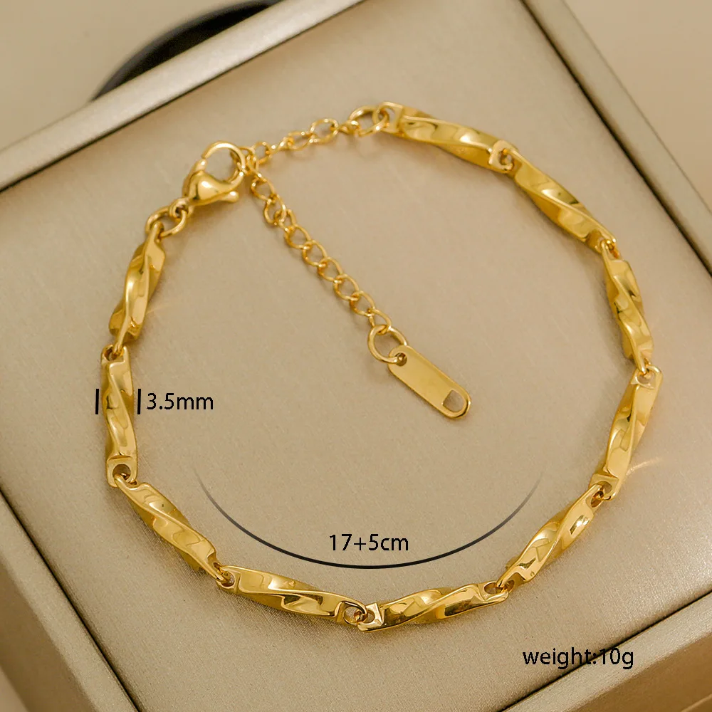Multi Styles Thick Bracelets Simple High End Gold Filled Beaded Bracelet Personalized Stainless Steel Body Jewelry for Women - Image 22