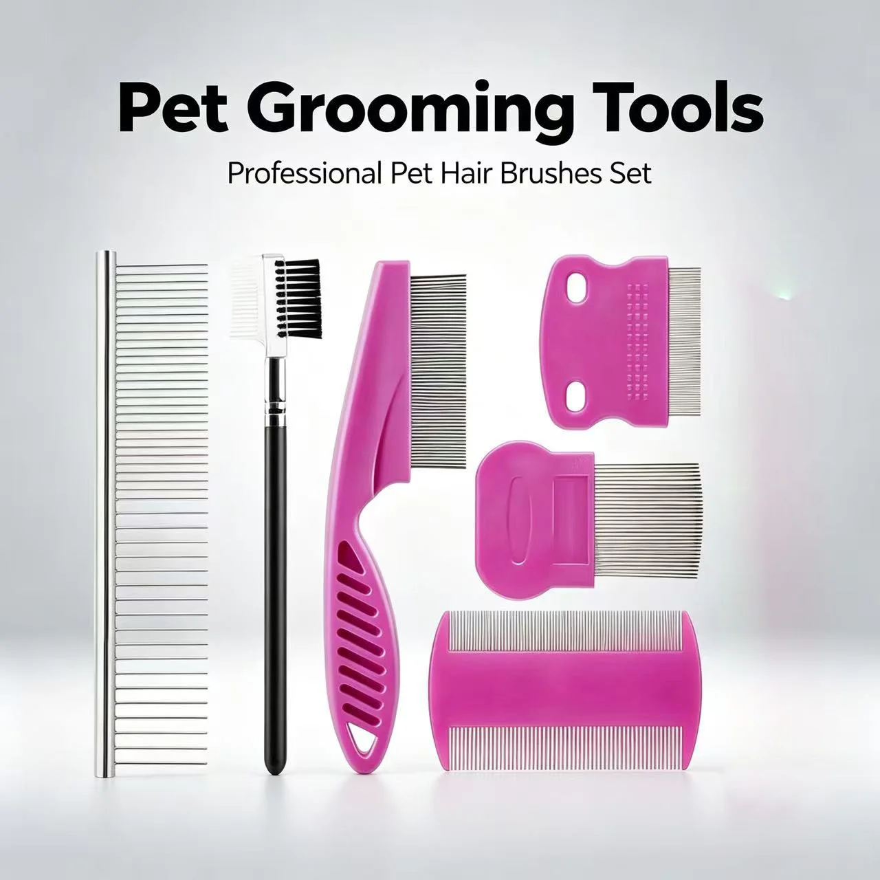 6-Piece Pet Grooming Kit Professional Cleaning and Lice Removal Tool Set Detangling Hair Brush for Dogs and Cats Wholesale