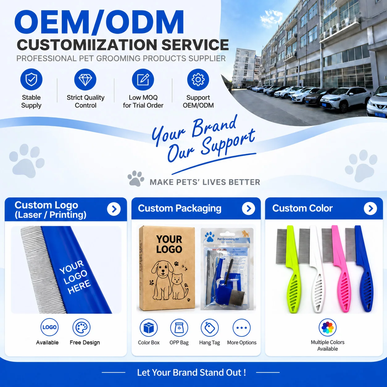 6-Piece Pet Grooming Kit Professional Cleaning and Lice Removal Tool Set Detangling Hair Brush for Dogs and Cats Wholesale - Image 5