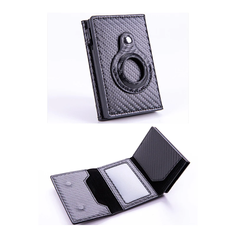 Factory Direct Anti Lost Locator Holder Mens Wallet PU Leather Pop Up Aluminum RFID Minimalist Mens Wallet with Air Tag Case - Image 7