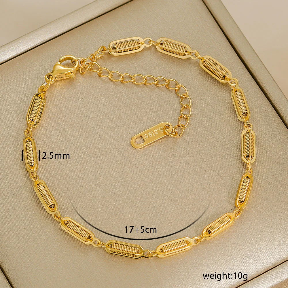 Multi Styles Thick Bracelets Simple High End Gold Filled Beaded Bracelet Personalized Stainless Steel Body Jewelry for Women - Image 28