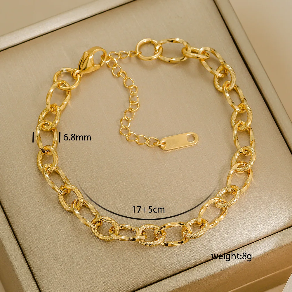 Multi Styles Thick Bracelets Simple High End Gold Filled Beaded Bracelet Personalized Stainless Steel Body Jewelry for Women - Image 12