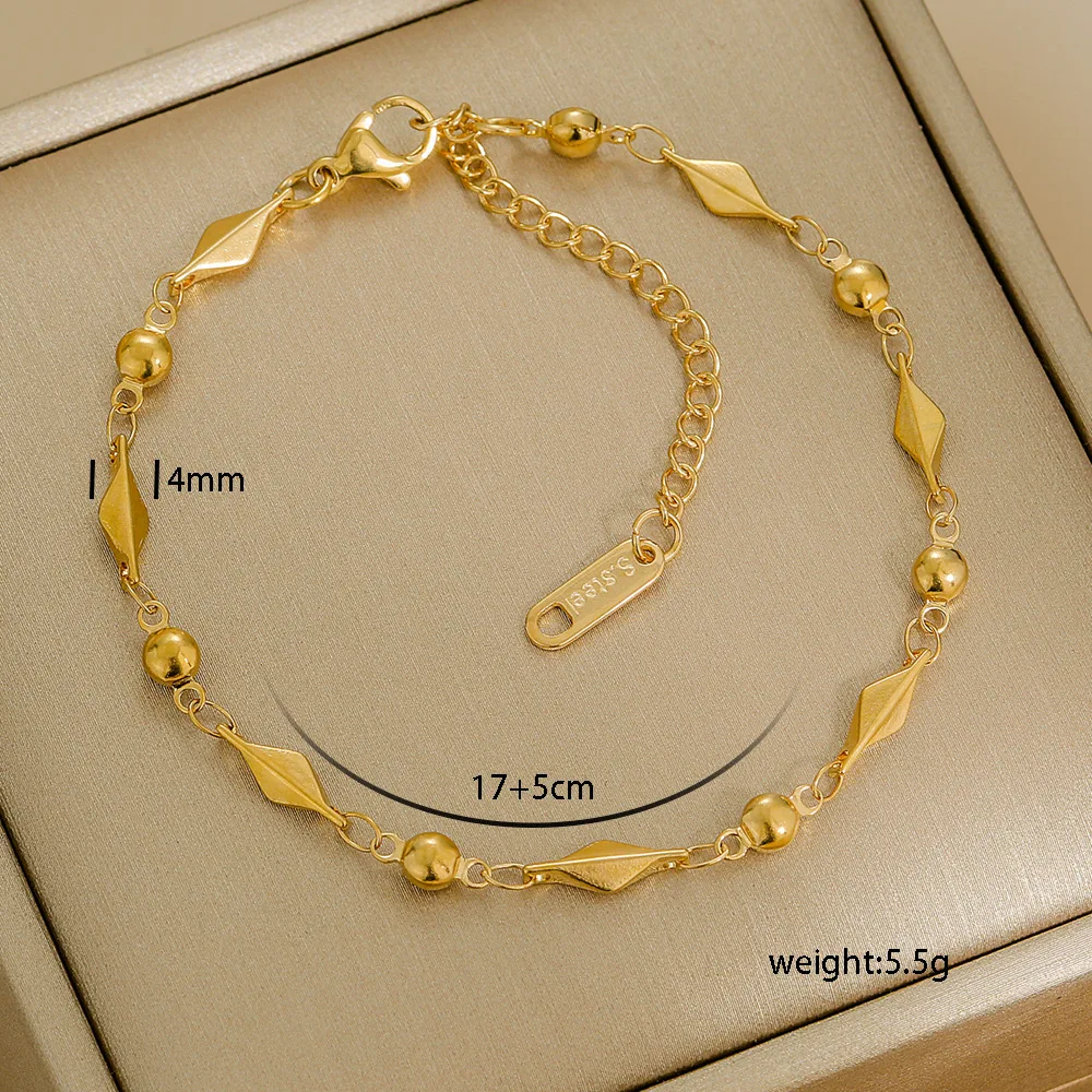 Multi Styles Thick Bracelets Simple High End Gold Filled Beaded Bracelet Personalized Stainless Steel Body Jewelry for Women - Image 21