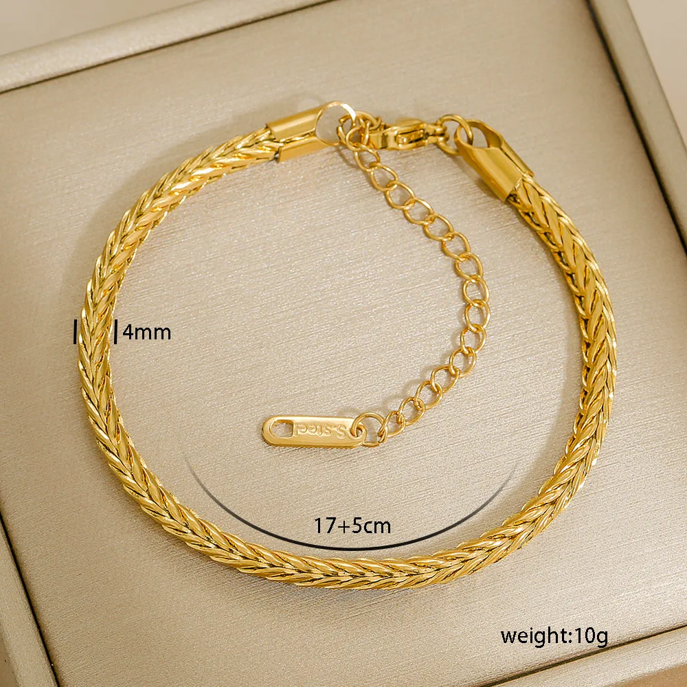 Multi Styles Thick Bracelets Simple High End Gold Filled Beaded Bracelet Personalized Stainless Steel Body Jewelry for Women - Image 14