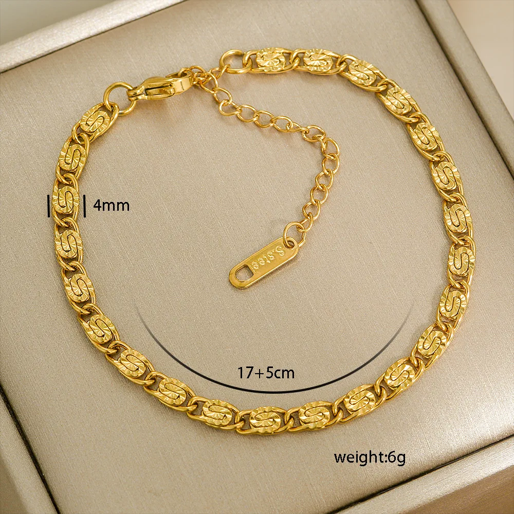 Multi Styles Thick Bracelets Simple High End Gold Filled Beaded Bracelet Personalized Stainless Steel Body Jewelry for Women - Image 23